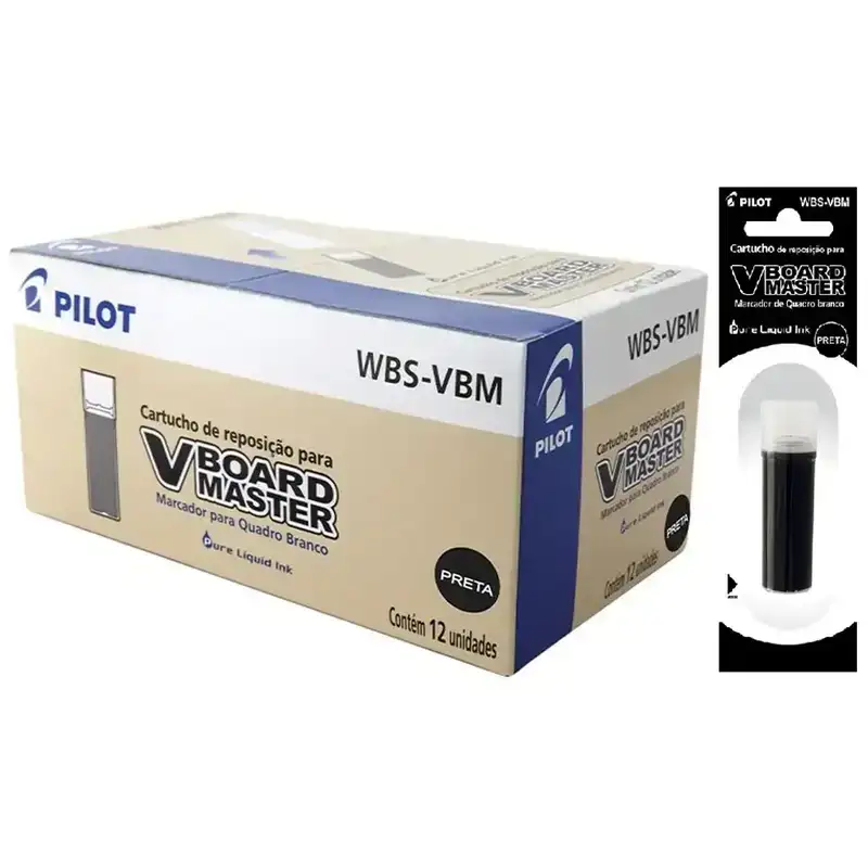 Refil Pincel Para Quadro Branco Preto Pilot - Caixa com 12 Unidades