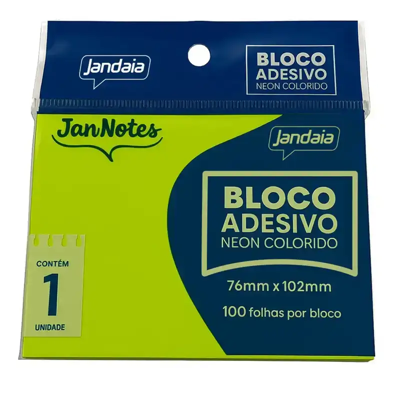Bloco Adesivo 76X102mm Verde 100 Folhas Jandaia