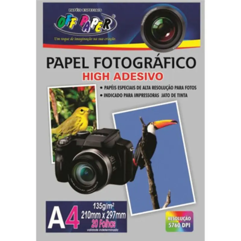 Papel Foto Adesivo A4 135g Off Paper - Pacote com 20 Folhas