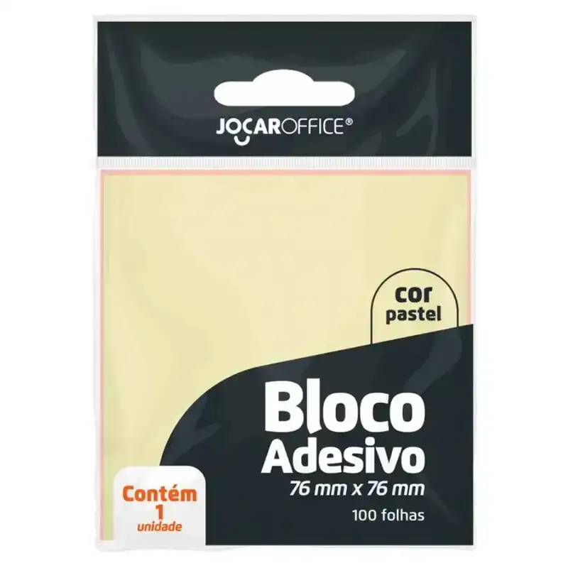 Bloco Adesivo 76x76mm 100 Folhas Amarelo Jocar Office