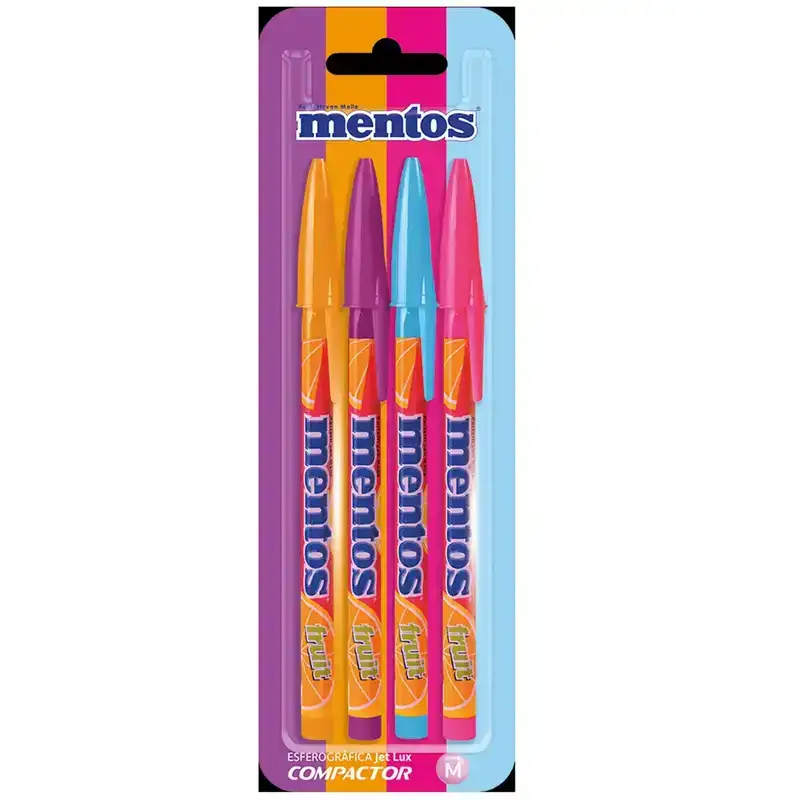 Caneta Esferográfica Mentos Compactor - Blister com 4 Canetas