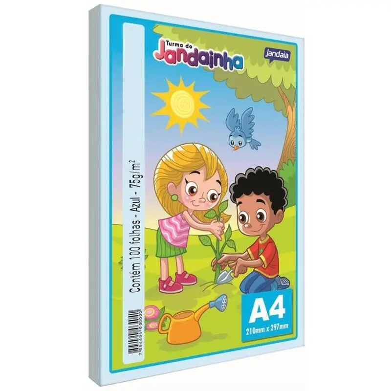 Papel Sulfite A4 75g Azul Jandainha - Pacote com 100 Folhas