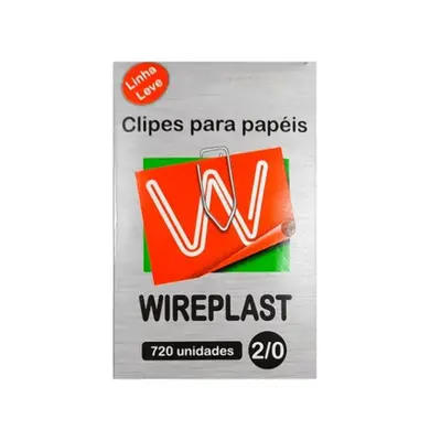 Clips Para Papel Nº2/0 Wireplast - Caixa com 720 Unidades