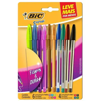 Caneta Esferográfica Fashion 1.2mm Bic - Blister com 10 Cores