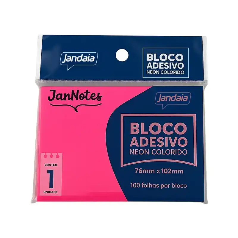 Bloco Adesivo 76X102mm Pink 100 Folhas Jandaia