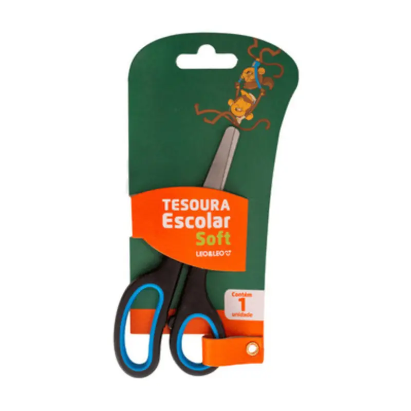 Tesoura Escolar Soft 14cm Colorida Leo&Leo