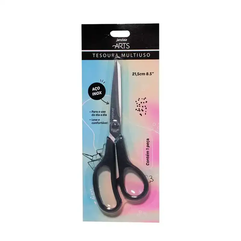 Tesoura Preta Multiuso 21,5cm Jandaia ARTS