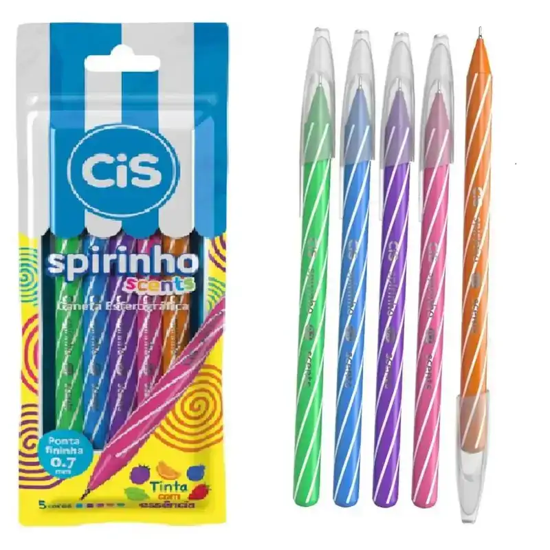 Caneta Esferográfica 0.7mm Spirinho Scents 5 Cores Cis