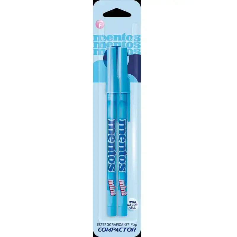 Caneta Esferográfica Azul Mentos Compactor - Blister com 2 Canetas