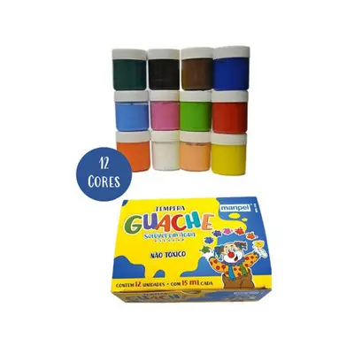 Tinta Guache 15ML Maripel - Estojo com 12 Cores